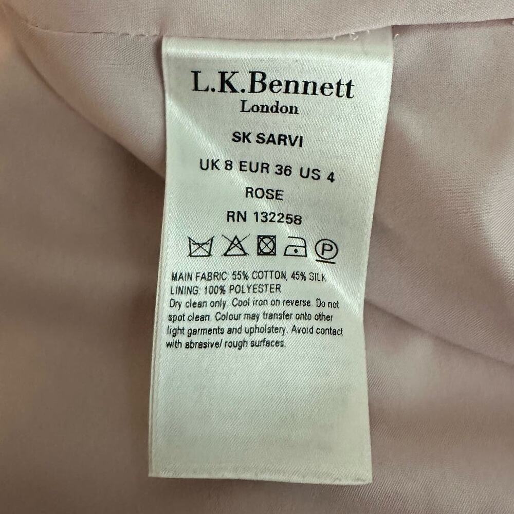 LK Bennett Women's Sarvi Rose Pink Printed Skirt Pockets Size 4 Valentine's Day - Picture 8 of 12